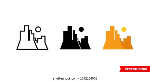 Grand canyon icon of 3 types: color, black and white, outline. Isolated vector sign symbol.