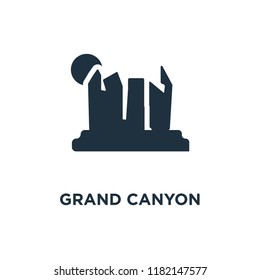 Grand canyon icon. Black filled vector illustration. Grand canyon symbol on white background. Can be used in web and mobile.