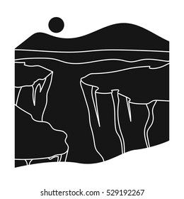 Grand Canyon icon in black style isolated on white background. USA country symbol stock vector illustration.
