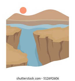 Grand Canyon icon in cartoon style isolated on white background. USA country symbol stock vector illustration.