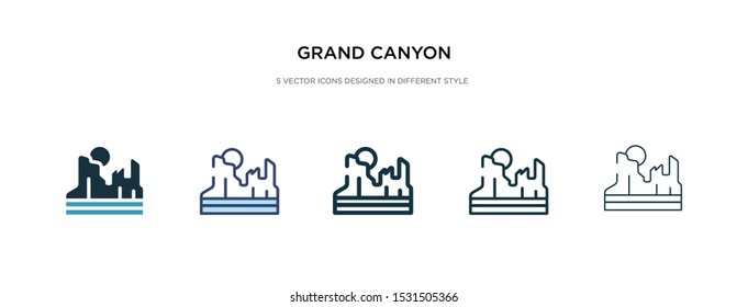 grand canyon icon in different style vector illustration. two colored and black grand canyon vector icons designed in filled, outline, line and stroke style can be used for web, mobile, ui