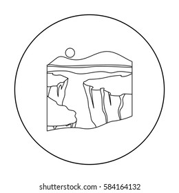 Grand Canyon icon in outline style isolated on white background. USA country symbol stock vector illustration.