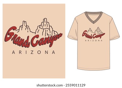 grand canyon, logo, emblem, typography art, graphic illustration, t-shirt, shirt, sweatshirt, flat sketch, placement print, fashion vector artwork