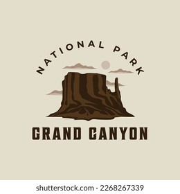 Grand Canyon Logo Vintage Vektorgrafik Vorlage Symbol Grafik Design. Zeichen oder Symbol für Reisen im amerikanischen Tourismus mit Retro-Typografie-Stil