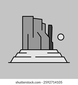 Grand Canyon Mountain vector grayscale icon. Nature sign. Graph symbol for travel and tourism web site and apps design, logo, app, UI