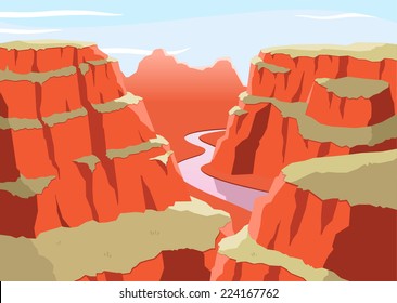 Grand Canyon National Park Arizona United States Colorado Plateau seven natural wonders, vector illustration cartoon.