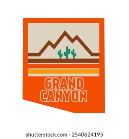 Grand Canyon National Park in Arizona with Retro Line, Minimalism Design, Perfect for Print, Apparel, Sticker, etc