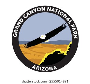 Grand Canyon NATIONAL PARK Arizona Vector Logo Bald Eagle