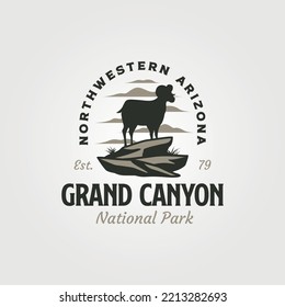 großes Canyon-Nationalpark-Logo mit Bergziegensymbol-Design