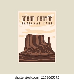 Grand Canyon Nationalpark minimalistisch Vintage Poster Illustration Vorlage Grafik Design. Canyon-Felsen-Banner für Reiseunternehmen mit einfacher Landschaftssicht