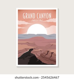 Grand Canyon National Park Poster Design de ilustração, lagarto no pico do design de cânion