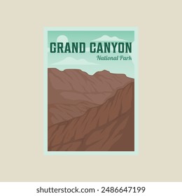 grand canyon national park vector poster illustration template graphic design. canyon rock mountain banner for travel business with simple landscape view