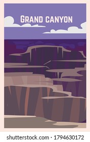 Grand Canyon retro poster.  Grand Canyon landscape vector illustration.