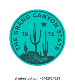 The Grand Canyon State textured vintage vector t-shirt and apparel design, typography, print, logo, poster. Arizona logo