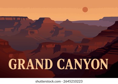 O Grand Canyon ao pôr do sol oferece uma vista inspiradora, com as cores vibrantes das paredes do cânion brilhando sob a luz da noite, proporcionando uma experiência inesquecível 