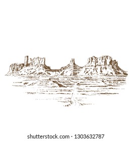 Grand Canyon USA. Engraving
