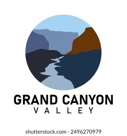 grand canyon valley illustration logo circle design vector