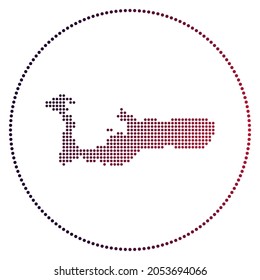 Grand Cayman digital badge. Dotted style map of Grand Cayman in a circle. Tech icon of the island with gradiented dots. Astonishing vector illustration.