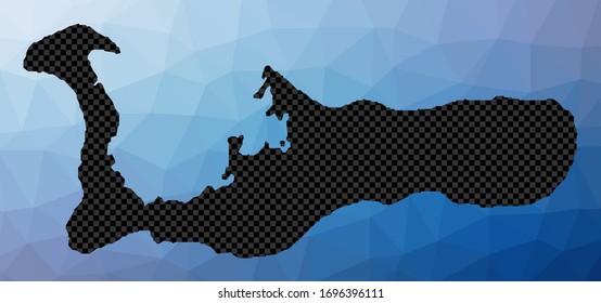 Mapa geométrico de Gran Caimán. Forma de galería de esténcil del Gran Caimán en estilo de polos bajos. Sorprendente ilustración vectorial de la isla.