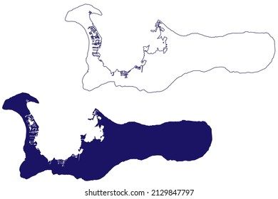 Grand Cayman island (Cayman Islands, Cenrtal America, Caribbean islands, British Overseas Territory) map vector illustration, scribble sketch map