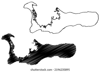 Grand Cayman island (Cayman Islands, Cenrtal America, Caribbean islands, British Overseas Territory) map vector illustration, scribble sketch map