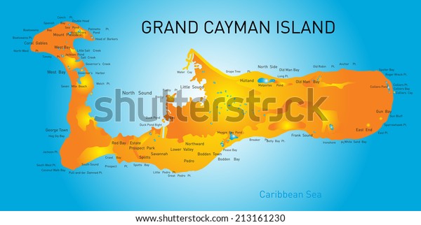 Grand Cayman Islands Vector Map Stock Vector (Royalty Free) 213161230