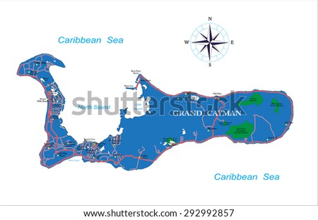 Grand Cayman Map Stock Vector (Royalty Free) 292992857 - Shutterstock