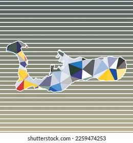 Ilustración vectorial Gran Caimán. Diseño de Gran Caimán sobre fondo de rayas degradadas. Tecnología, internet, red, concepto de telecomunicaciones. Increíble ilustración vectorial.
