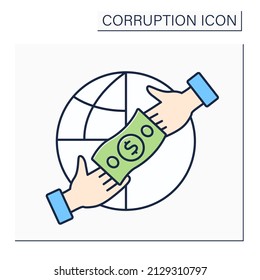 Grand corruption color icon. Corruption occurring at highest levels of government.Subversion of political, legal systems. Illegal actions concept. Isolated vector illustration