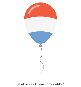 Grand Duchy of Luxembourg national colors isolated baloon on white background. Independence day patriotic poster. Flat style flag balloon. National day vector illustration.