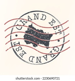 Grand Est, France Stamp Map Postal. Silhouette. Passport Round Design. Vector Icon. Design Retro Travel National Symbol.