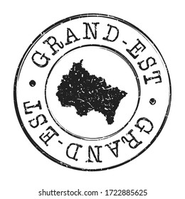 Grand Est, France Stamp Postal. A Map Silhouette Seal. Passport Round Design. Vector Icon Design Retro Travel.