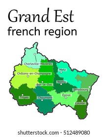 Grand Est french region map on white