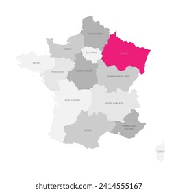 Grand Est - map of administrative division, region pink highlighted in map of France