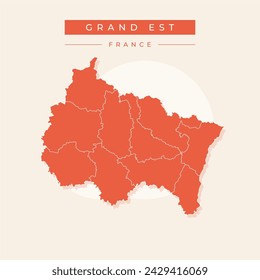 Grand Est - map of administrative division, region, of France. Dark grey vector silhouette.