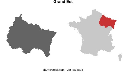 Grand Est region blank outline map set