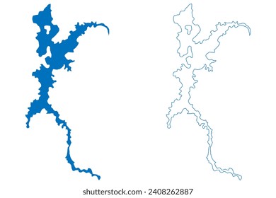 Grand Ethiopian Renaissance Dam (GERD or TaIHiGe, Federal Democratic Republic of Ethiopia) map vector illustration, scribble sketch Reservoir Millennium or Hidase Dam map