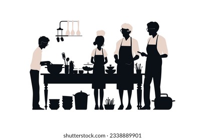 Grand father embracing grand son child silhouette, Grandparents with their grandchildren Vector illustration
