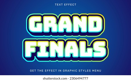 Grand finals editable text effect in 3d style. Suitable for brand or business logo