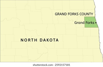 Grand Forks County and city of Grand Forks location on North Dakota state map