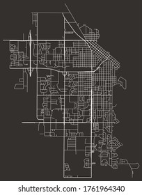 Grand Forks, North Dakota, United States–urban map of downtown and suburbs, roads network, background poster