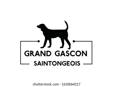 Grand Gascon Saintongeois - black silhouette of dog on a white background