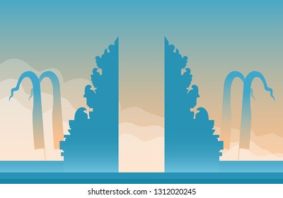 Grand gate of Bali Hindu temple vector illustration. Suitable for background.