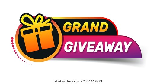 Grand giveaway, enter to win. Social media post template for promotion design or website banner. Win a prize giveaway. 