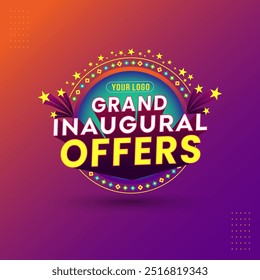 Grand Inaugural Offers Logo Label Design Vector. Shopping, New store, New Business, Opening, Grand Opening