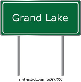 Grand Lake , Colorado , road sign green vector illustration, road table, USA city