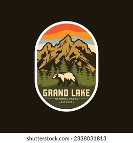 Grand lake National Park Emblem patch logo Vector illustration