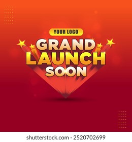 Grand Launch Soon Logo Design Unit, Label vector Template. Opening, Announcement, Advertising Concept 