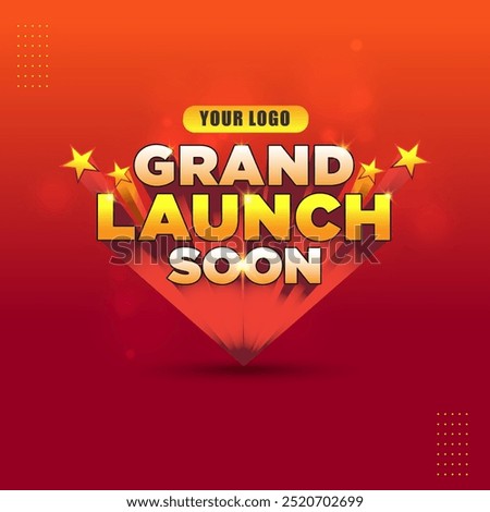 Grand Launch Soon Logo Design Unit, Label vector Template. Opening, Announcement, Advertising Concept 