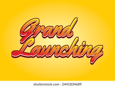 Gran lanzamiento. Diseño de efectos de texto en colores amarillo y rojo